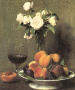Henri Fantin-Latour Still Life with Roses and Wine  6 Sweden oil painting artist